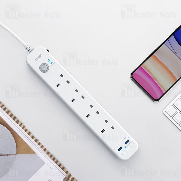 چند راهی برق انکر Anker 6 in 1 USB Power Strip دارای 2 پورت