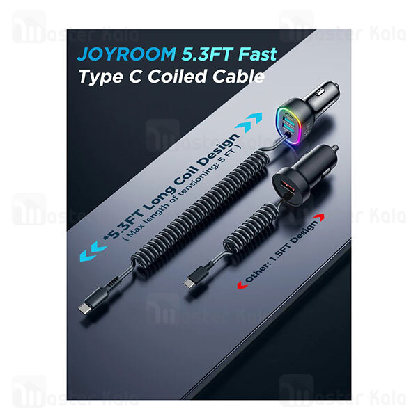 شارژر فندکی فست شارژ جویروم Joyroom JR-CL19 توان 60 وات و کابل متصل Type c