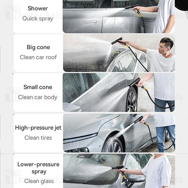 شلنگ و نازل کارواش Baseus GF5 Car Wash Spray Nozzle CPGF000201 طول 30 متری