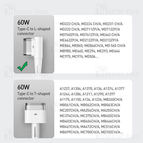 کابل شارژر مگنتی مک بوک بیسوس Baseus Zinc Magnetic iP Laptop Type-C CATXC-W02 طول 2 متر توان 60 وات