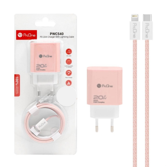 شارژر دیواری 20 وات پرووان مدل PWC540C به همراه کابل USB-C به USB-C