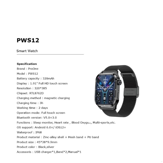 ساعت هوشمند پرووان مدل PWS12 Smart Watch