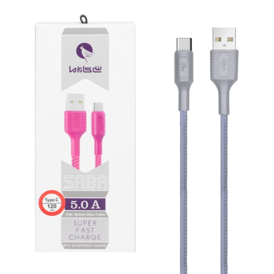 کابل تبدیل فست شارژ USB به USB-C شی کاریزما مدل Saba به طول 1.2 متر