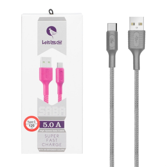 کابل تبدیل فست شارژ USB به USB-C شی کاریزما مدل Saba به طول 1.2 متر