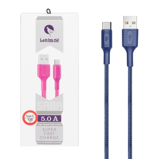 کابل تبدیل فست شارژ USB به USB-C شی کاریزما مدل Saba به طول 1.2 متر