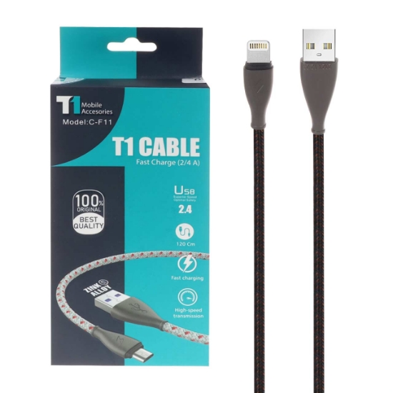 کابل تبدیل USB به لایتنینگ تی وان مدل C-F11 طول 1.2 متر
