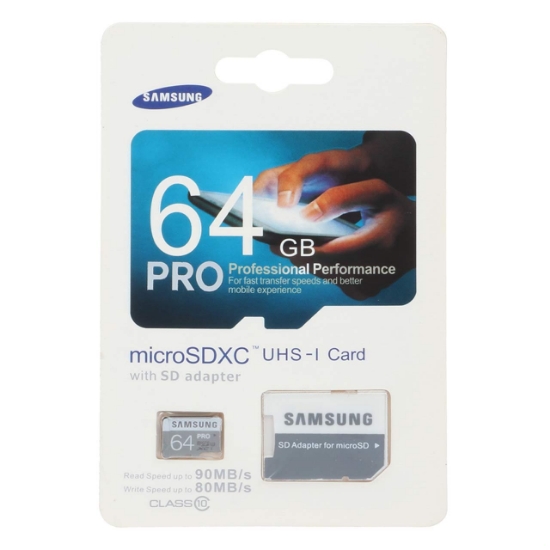 کارت حافظه microSDXC سامسونگ مدل Evo Plus کلاس 10 U3 سرعت 90MBps ظرفیت 64 گیگابایت به همراه آداپتور SD