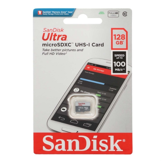 کارت حافظه microSDXC سن دیسک مدل Ultra UHS-I سرعت 100MB/s و ظرفیت 128 گیگابایت