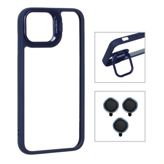 قاب گوشی Case Pro استند شو با ست محافظ لنز رینگی برای iPhone 13 / iPhone 14